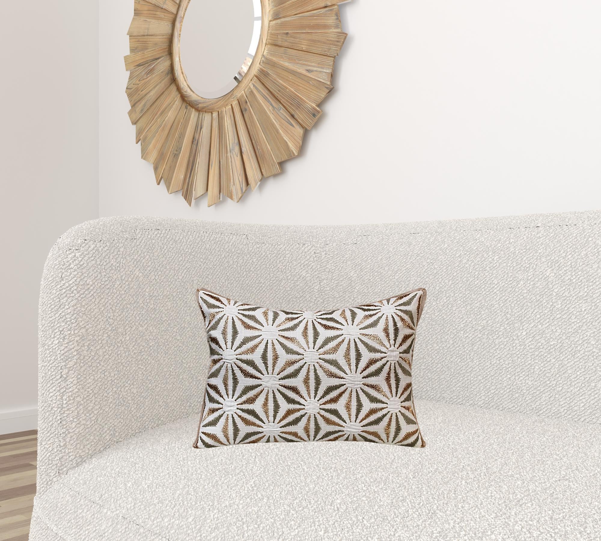 Set Of Two 14" X 20" Gray Geometric Zippered 100% Cotton Throw Pillow