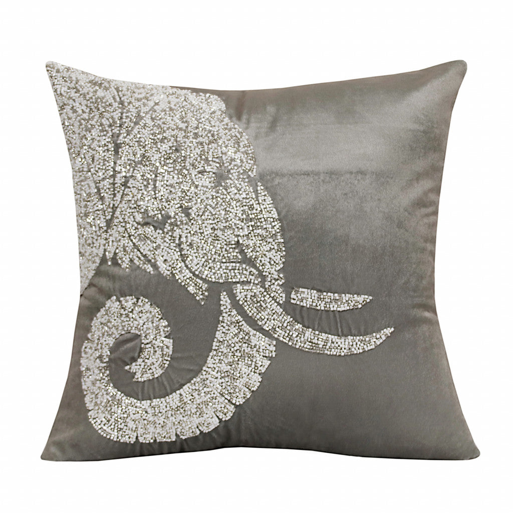 Set Of Two 20" X 20" Gray Elephant Animal Print Zippered Polyester Throw Pillow