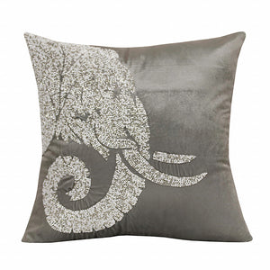 Set Of Two 20" X 20" Gray Elephant Animal Print Zippered Polyester Throw Pillow