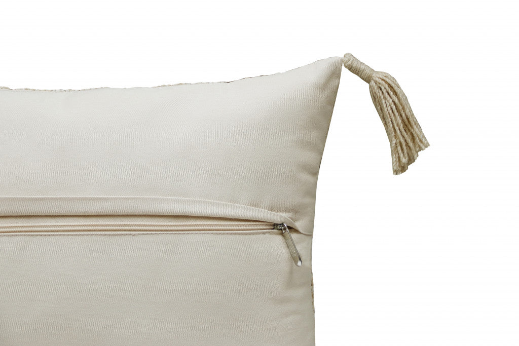 兩個裝 14 英寸 X 20 英寸棕褐色抽象拉鍊 100% 棉抱枕