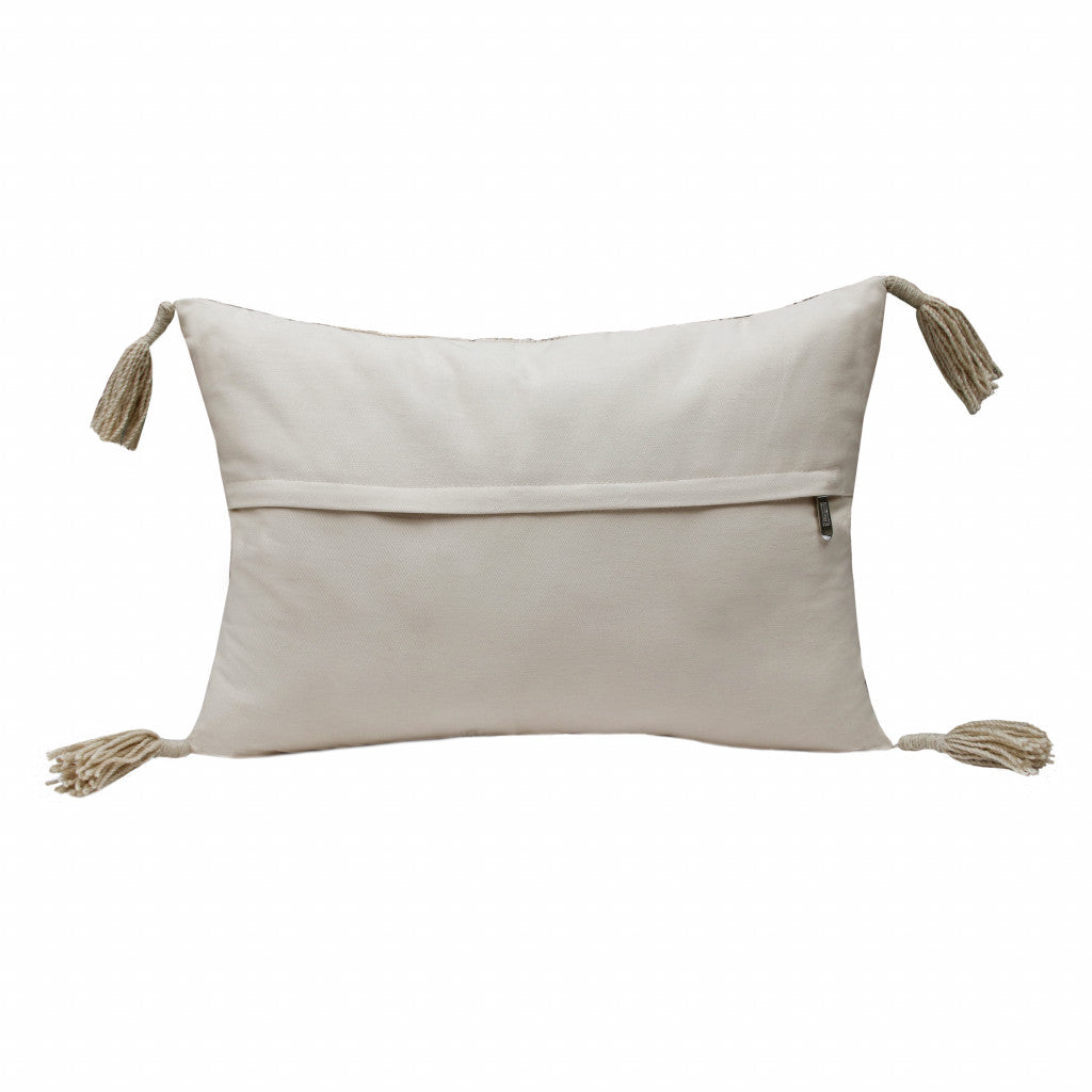 兩個裝 14 英寸 X 20 英寸棕褐色抽象拉鍊 100% 棉抱枕