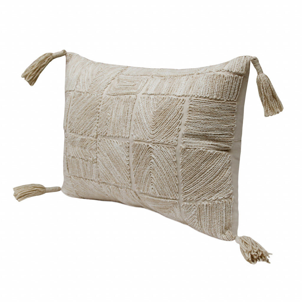 兩個裝 14 英寸 X 20 英寸棕褐色抽象拉鍊 100% 棉抱枕