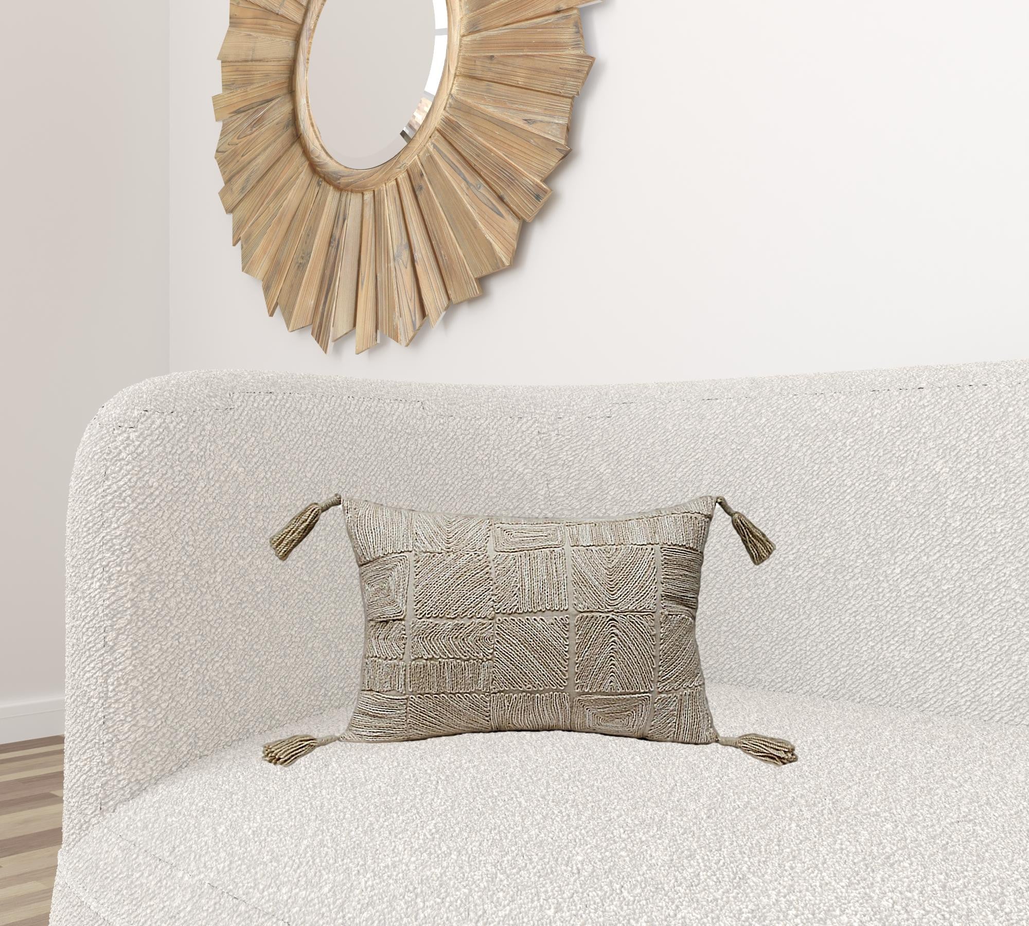 兩個裝 14 英寸 X 20 英寸棕褐色抽象拉鍊 100% 棉抱枕