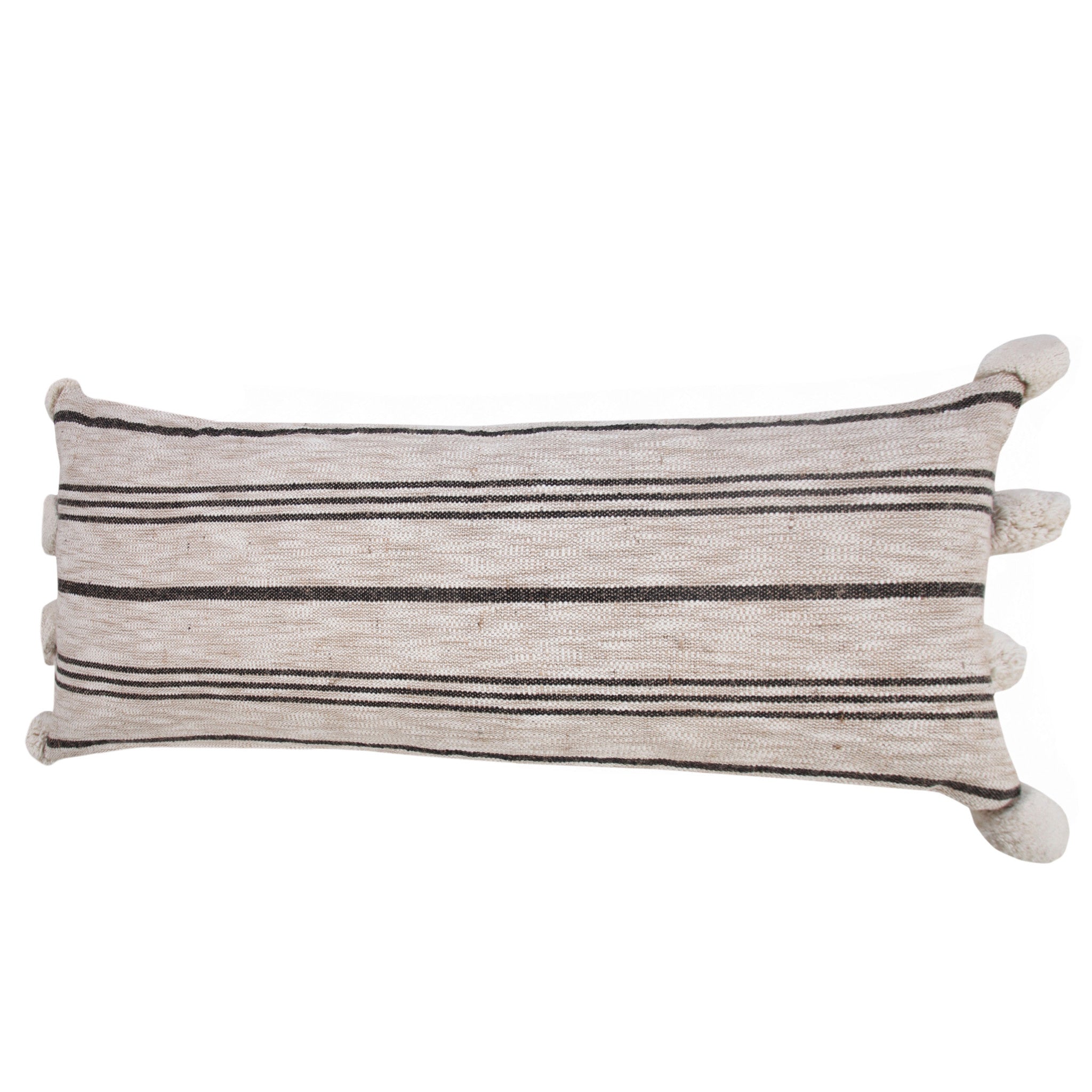 Set Of Two 20" X 20" Tan Striped Zippered Jute Throw Pillow