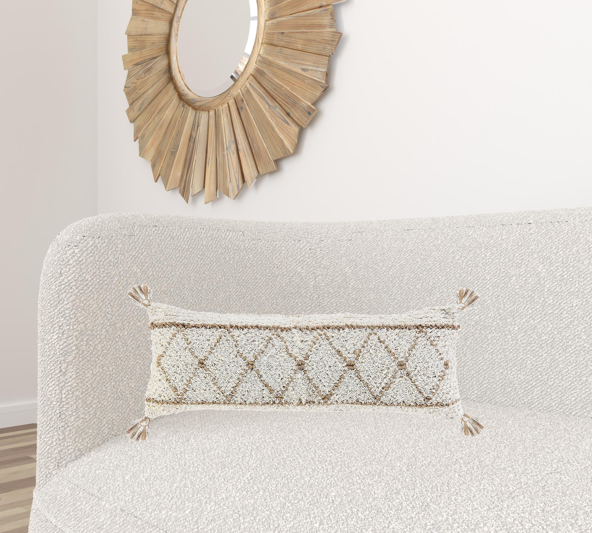 White Geometric Zippered 100% Cotton Throw Pillow Set Of Two 20" X 20"