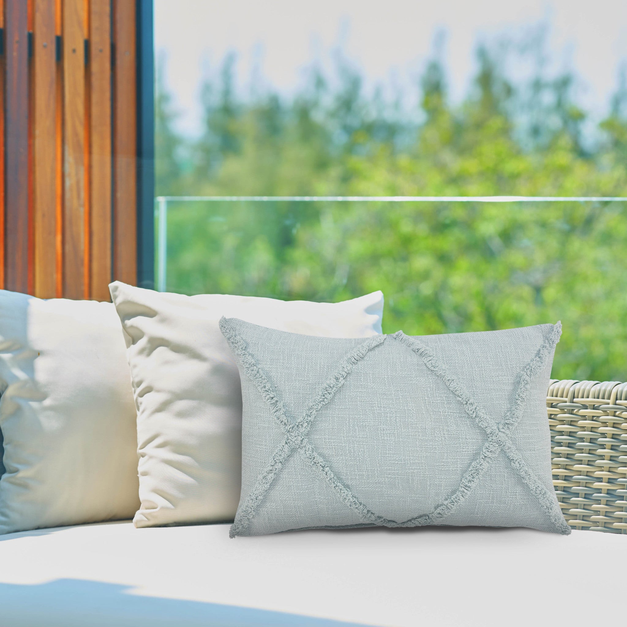 Gray Geometric Zippered 100% Cotton Throw Pillow Set Of Two 20" X 20"