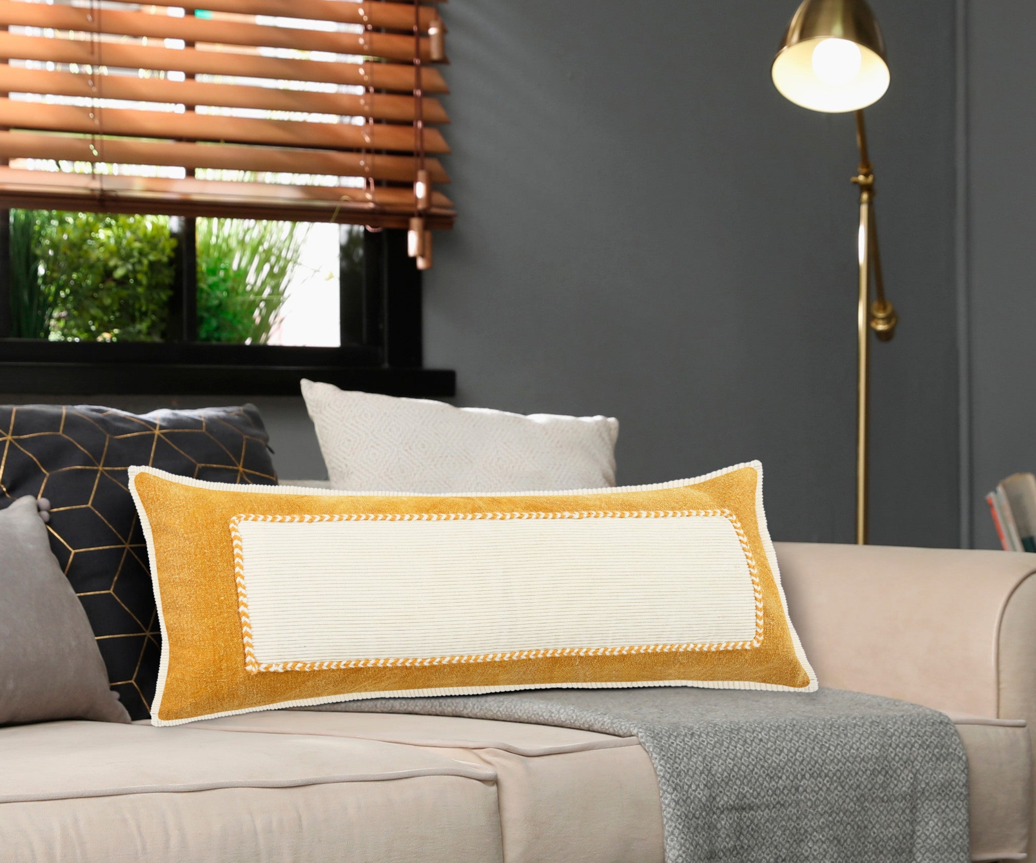 兩件套 20" X 20" 棕色拉鍊 100% 棉抱枕