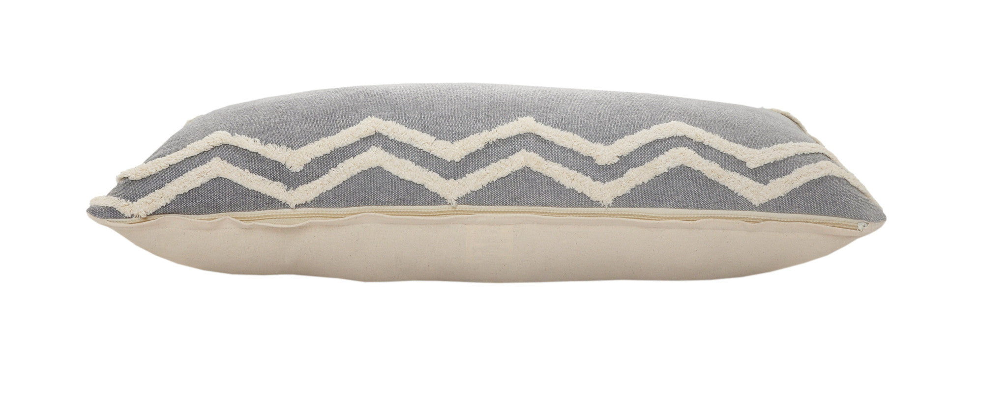 Set Of Two 20" X 20" Gray Chevron Zippered 100% Cotton Throw Pillow