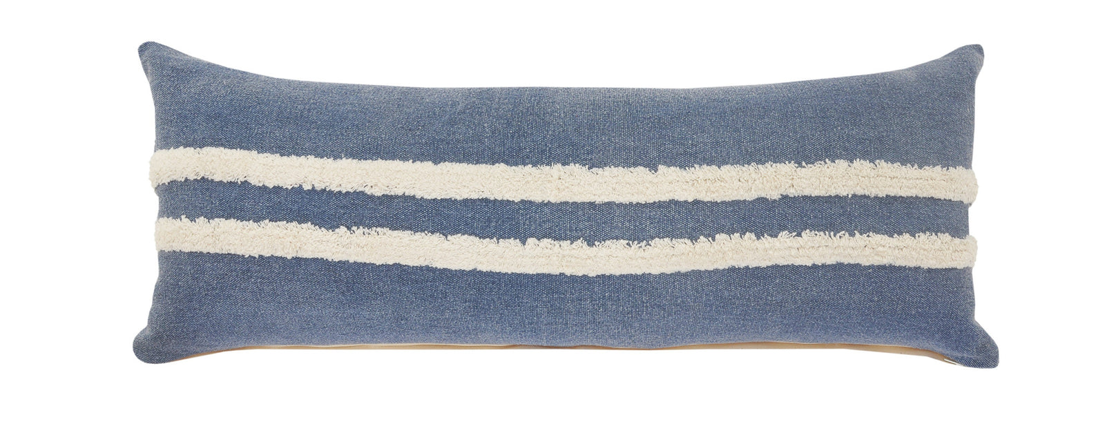 Blue Striped Zippered 100% Cotton Throw Pillow Set Of Two 20" X 20"