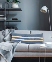 Blue Striped Zippered 100% Cotton Throw Pillow Set Of Two 20