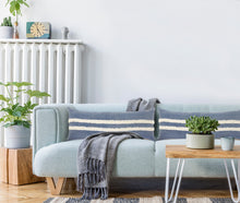 Blue Striped Zippered 100% Cotton Throw Pillow Set Of Two 20