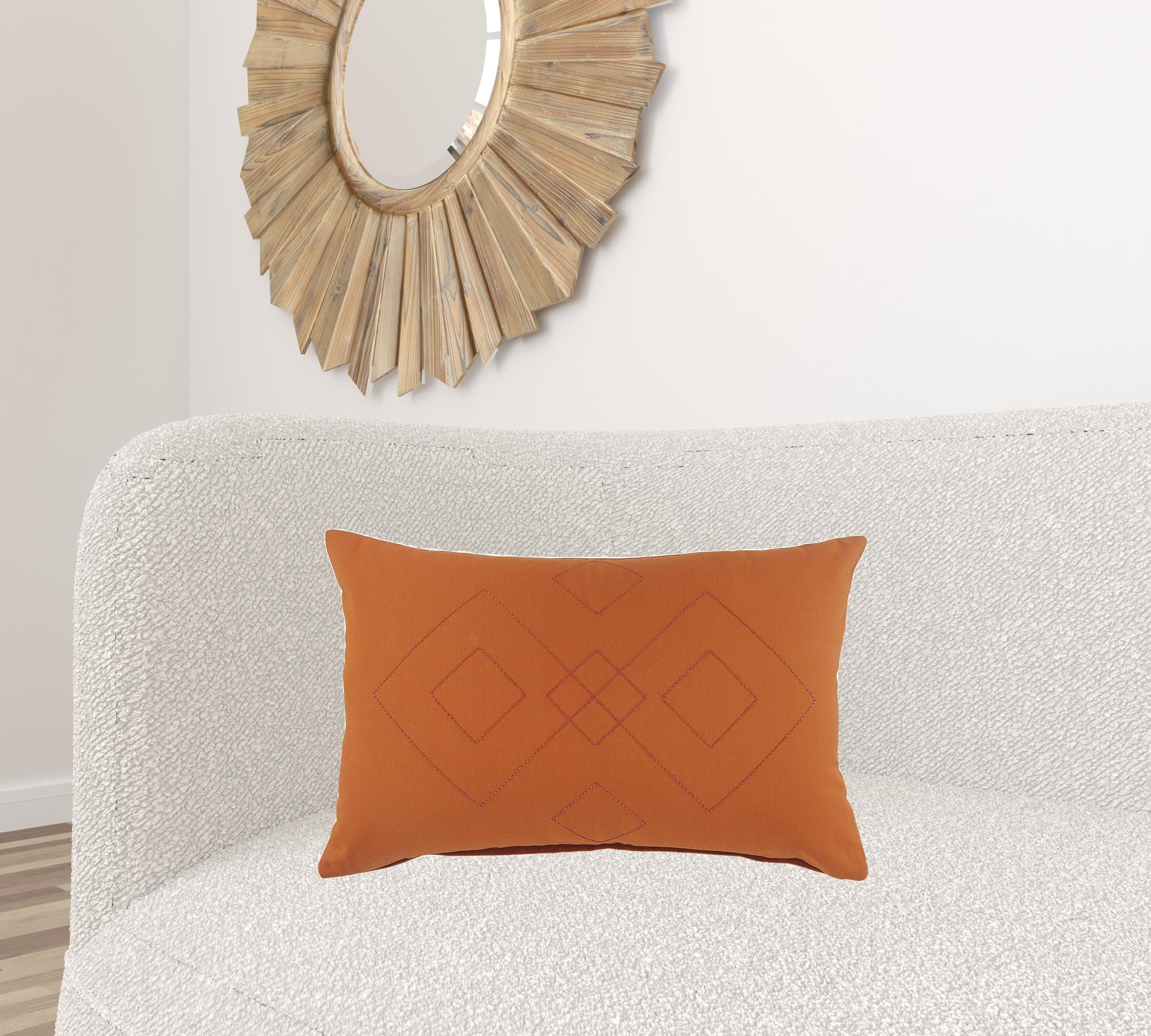 Set Of Two 20" X 20" Orange Diamond Zippered 100% Cotton Throw Pillow