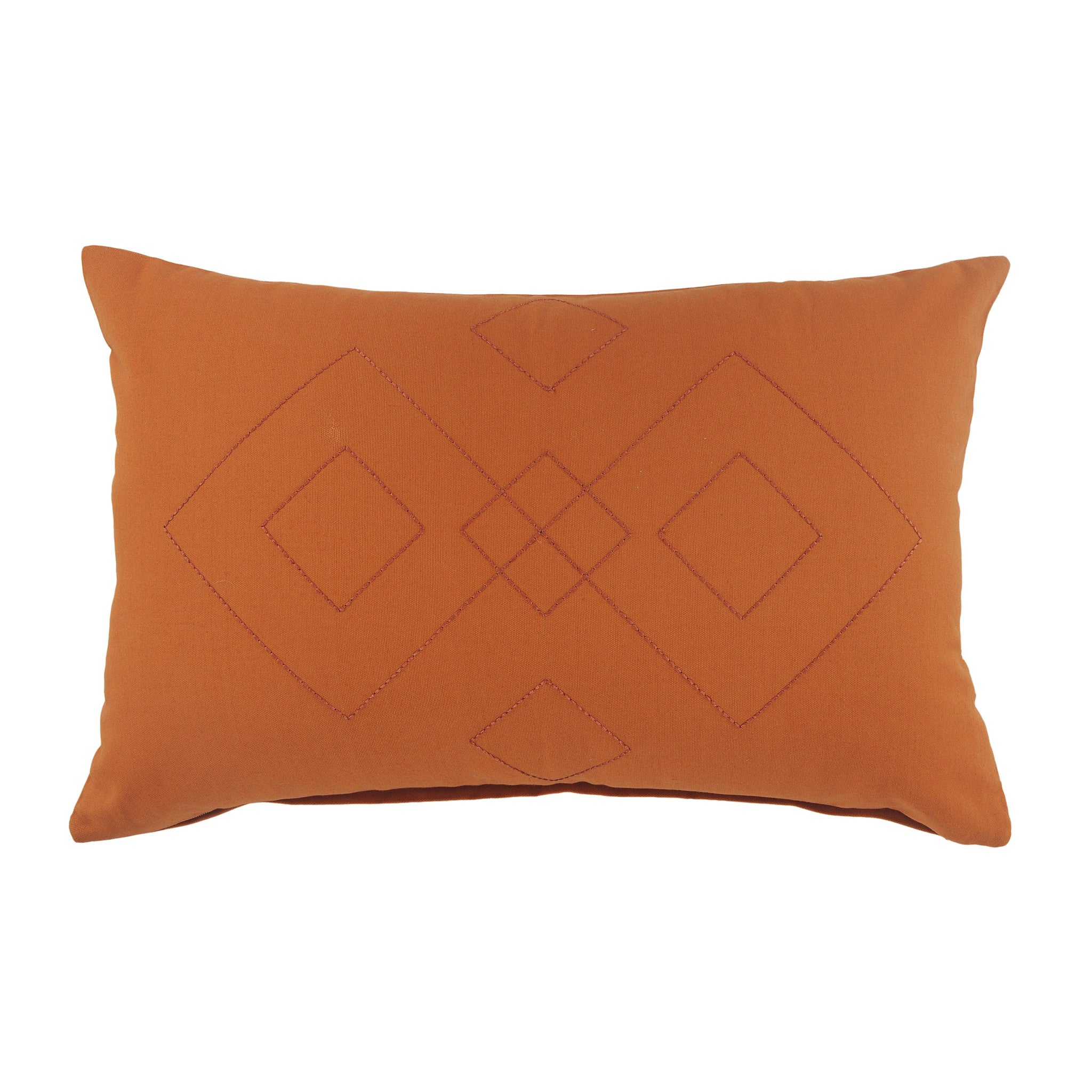 Set Of Two 20" X 20" Orange Diamond Zippered 100% Cotton Throw Pillow