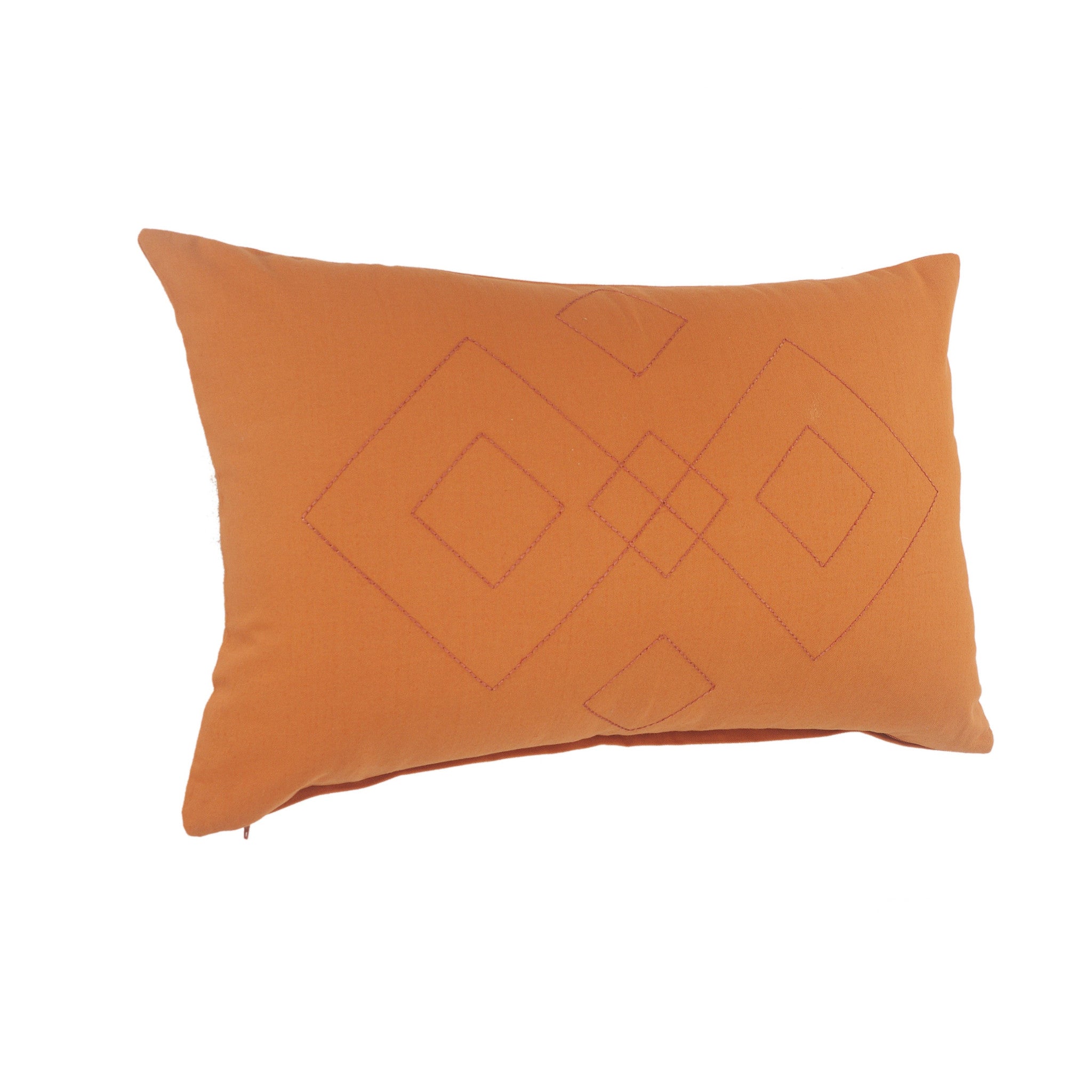 Set Of Two 20" X 20" Orange Diamond Zippered 100% Cotton Throw Pillow