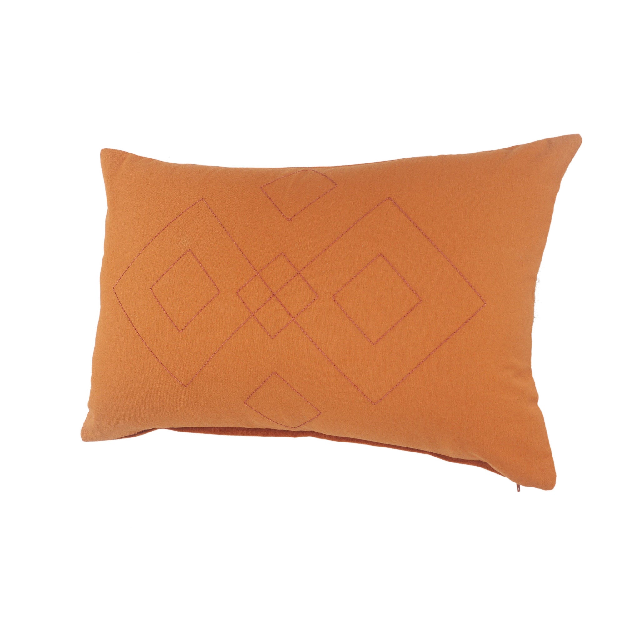 Set Of Two 20" X 20" Orange Diamond Zippered 100% Cotton Throw Pillow