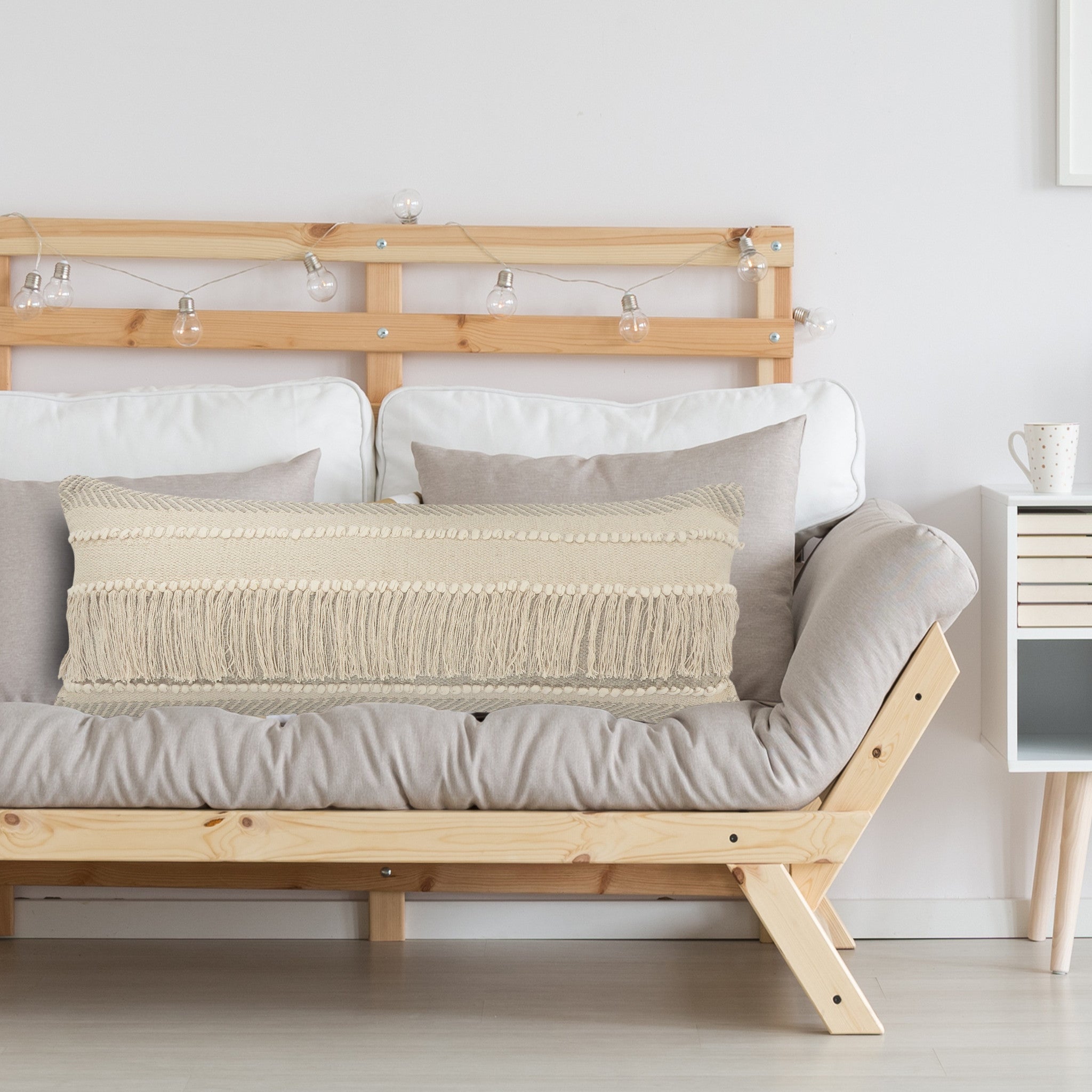 兩個 14 英寸 X 36 英寸棕褐色 V 形拉鍊 100% 棉抱枕