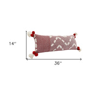 Red Geometric Zippered 100% Cotton Throw Pillow Set Of Two - 20