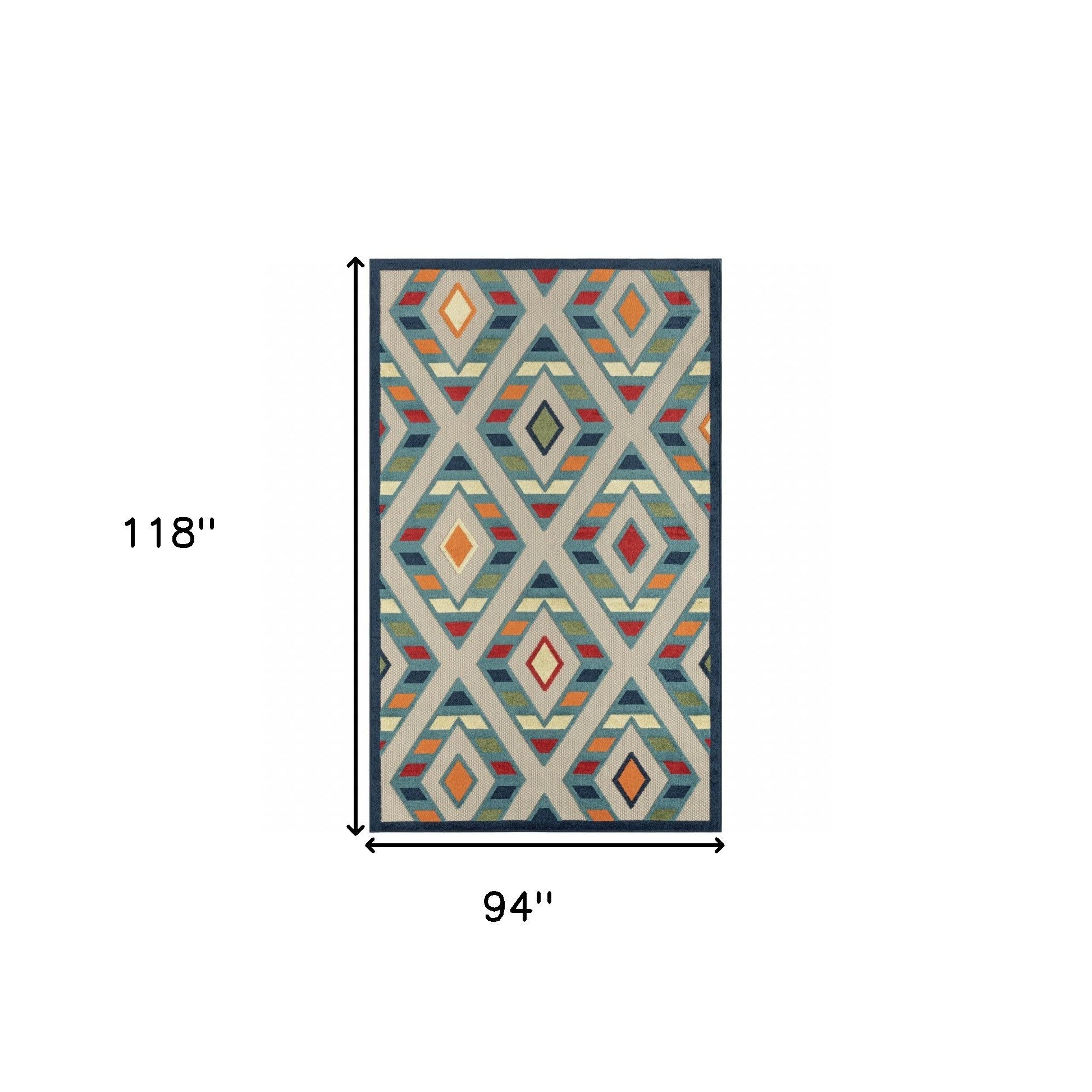 2' X 3' Blue Striped Non Skid Indoor Outdoor Area Rug