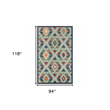 2' X 3' Blue Striped Non Skid Indoor Outdoor Area Rug