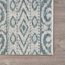 2' X 3' Blue Damask Indoor Outdoor Area Rug