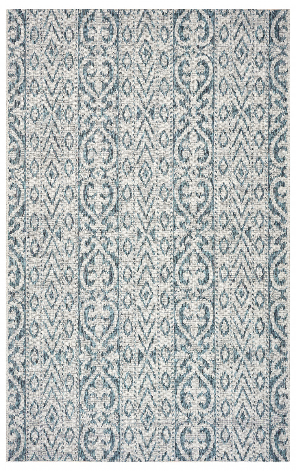 2' X 3' Blue Damask Indoor Outdoor Area Rug