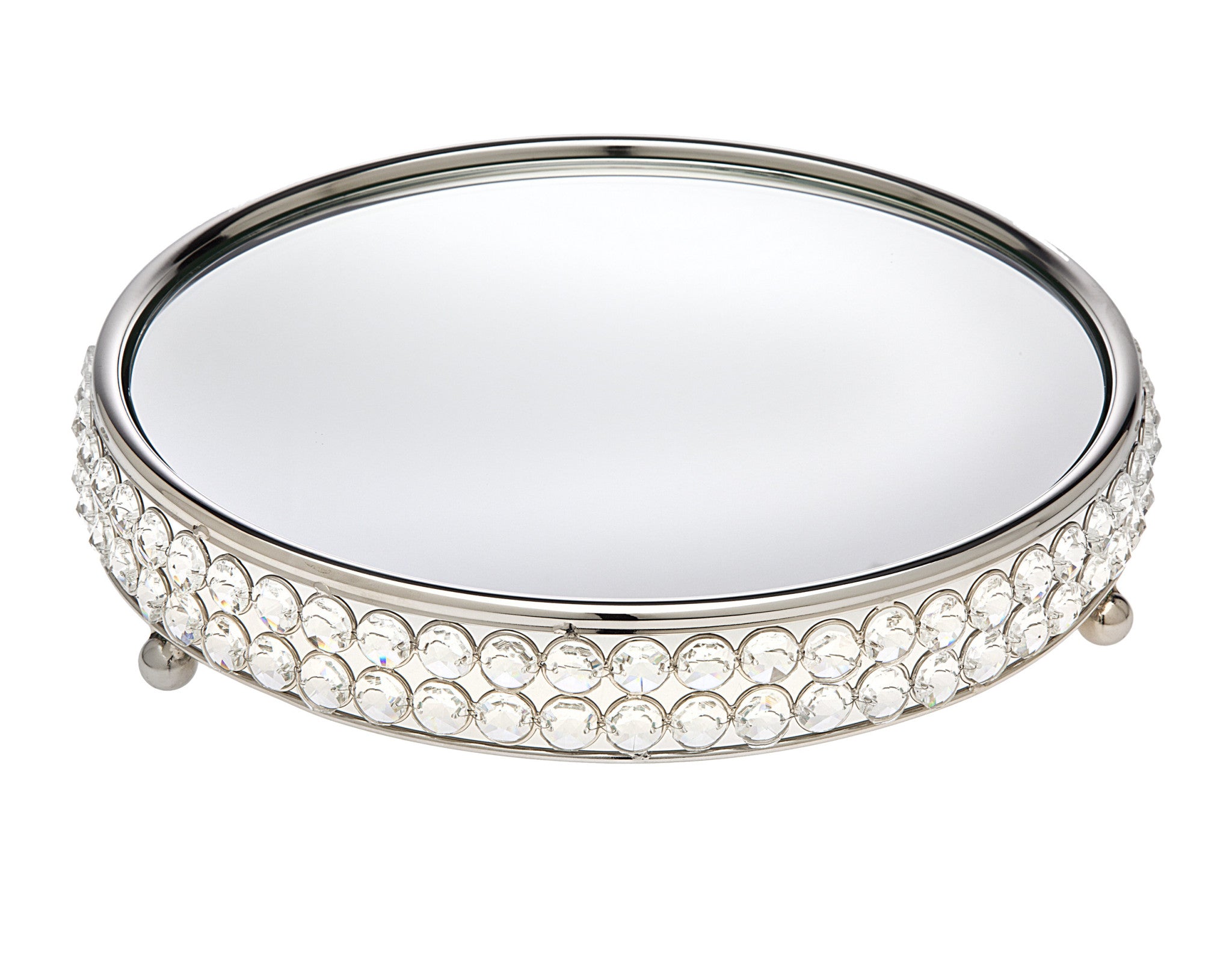 10" Silver Metallic Round Indoor Outdoor Vanity Tray