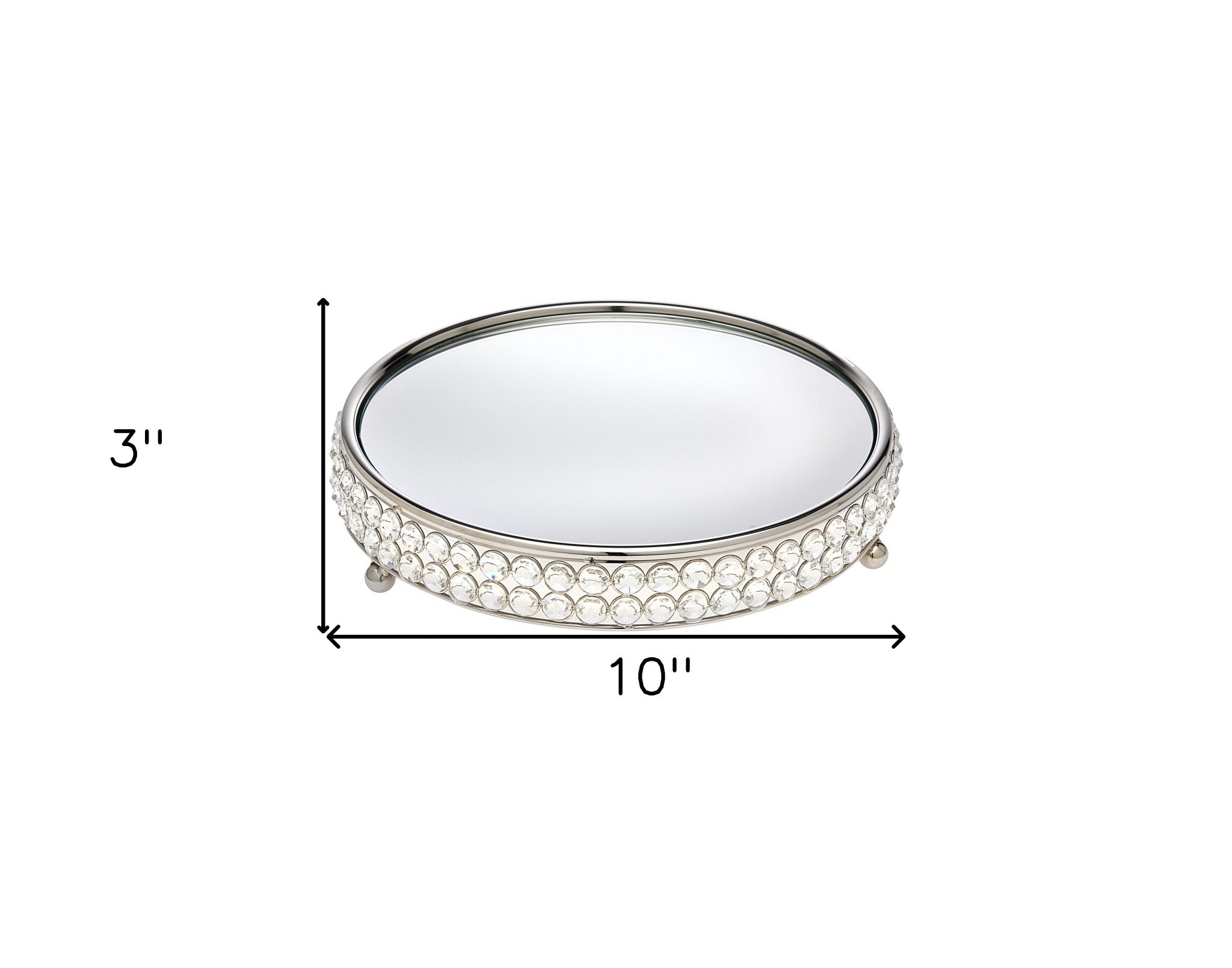 10" Silver Metallic Round Indoor Outdoor Vanity Tray