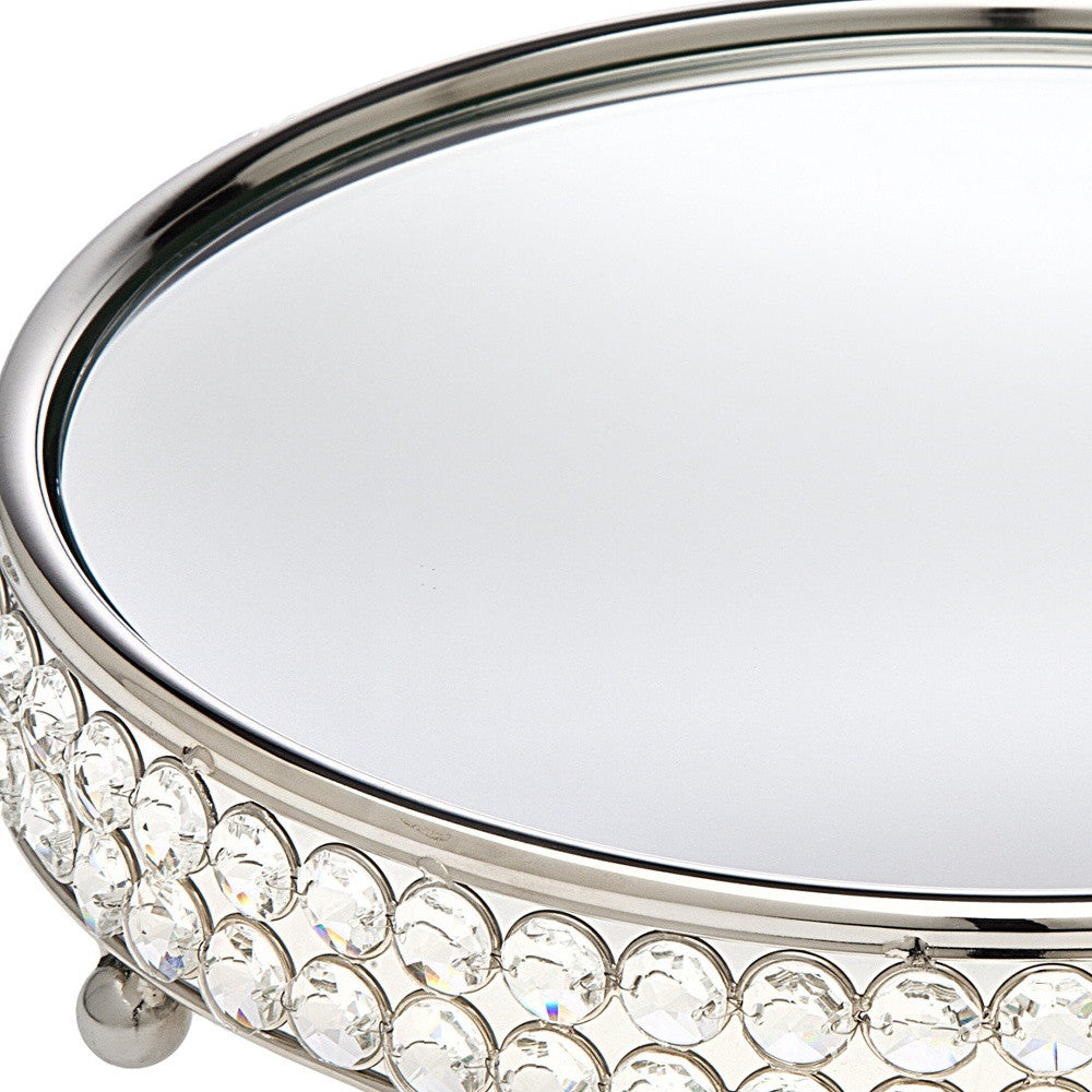 10" Silver Metallic Round Indoor Outdoor Vanity Tray