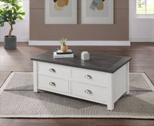 White And Grey Solid Wood Distressed Lift Top Coffee Table With Storage 48