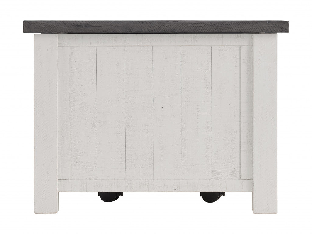 White And Grey Solid Wood Distressed Lift Top Coffee Table With Storage 48"