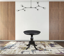 Antique Black Round Turned Pedestal Base Wood Dining Table 30