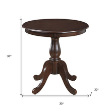 Dark Brown Round Turned Pedestal Base Wood Dining Table 30