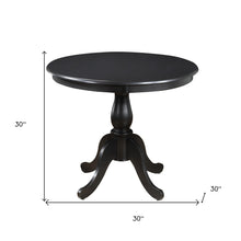 Antique Black Round Turned Pedestal Base Wood Dining Table 36