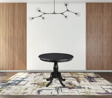 Antique Black Round Turned Pedestal Base Wood Dining Table 36