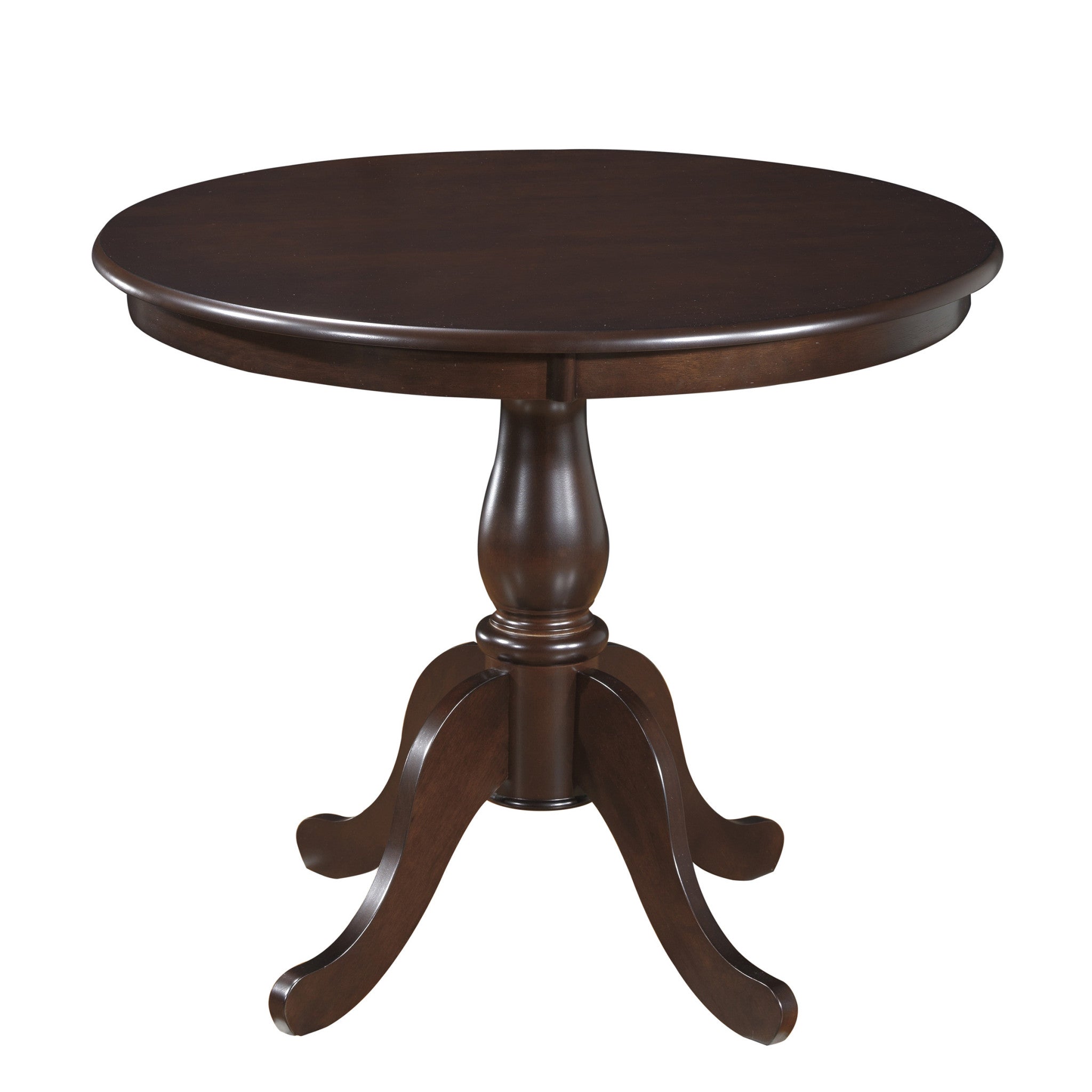 Espresso Brown Round Turned Pedestal Base Wood Dining Table 36"