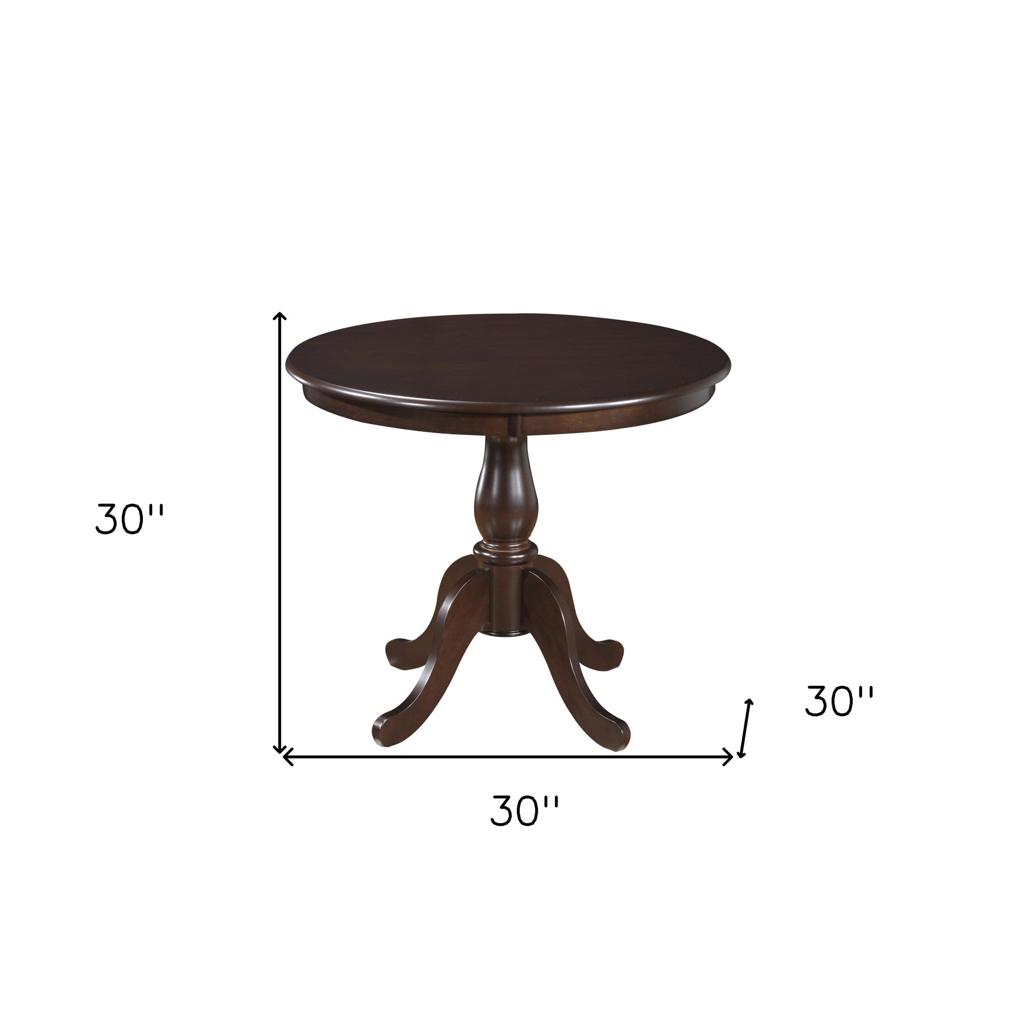 Espresso Brown Round Turned Pedestal Base Wood Dining Table 36"