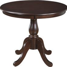 Espresso Brown Round Turned Pedestal Base Wood Dining Table 36
