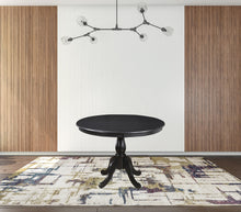 Antique Black Round Turned Pedestal Base Wood Dining Table 42