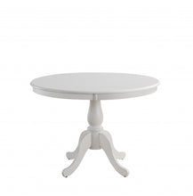 White Round Turned Pedestal Base Wood Dining Table 42