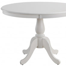 White Round Turned Pedestal Base Wood Dining Table 42