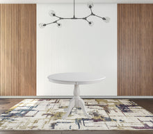 White Round Turned Pedestal Base Wood Dining Table 42