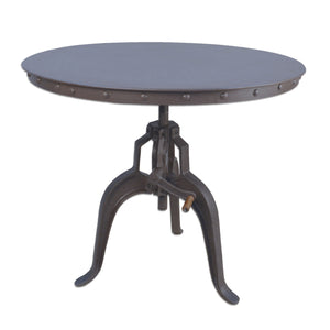 Industrial Gray Adjustable Crank Round Top Dining Table 36"