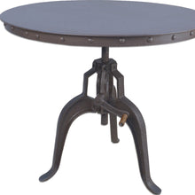Industrial Gray Adjustable Crank Round Top Dining Table 36