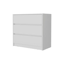 White Wood Three Drawer No Handles Dresser 33