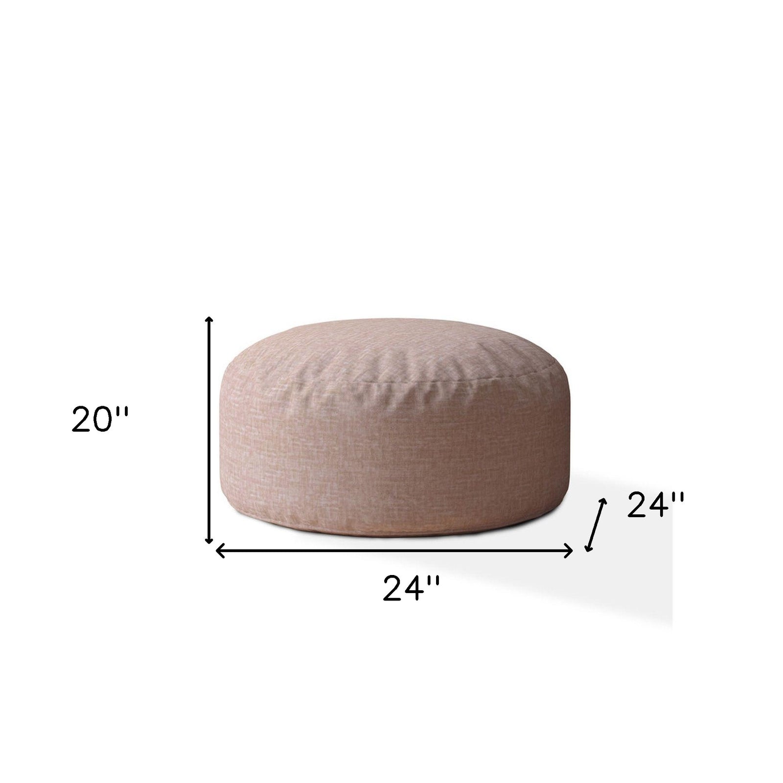 24" Pale Pink Round Pouf Ottoman