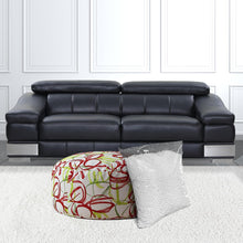 Otomano de puf abstracto redondo de algodón blanco, rojo y verde de 24 