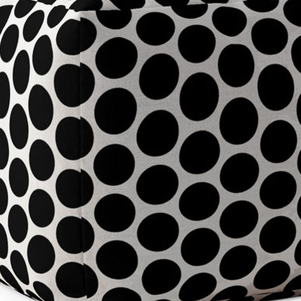 17" Black Cotton Polka Dots Pouf Ottoman