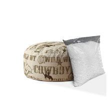 Puf otomano redondo de algodón marrón de 24