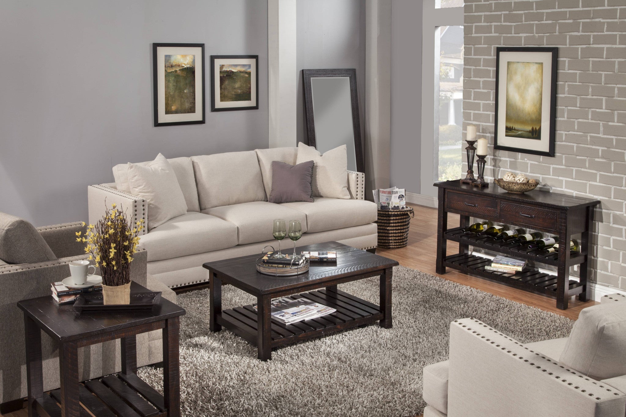 24" Rustic Espresso Solid Wood Square End Table With Shelf