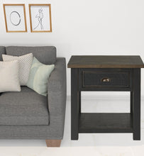 Black And Brown Solid Wood End Table With Drawer And Shelf 24